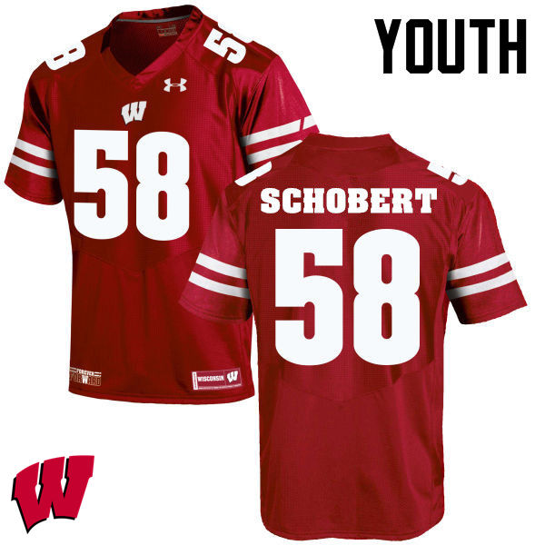 Wisconsin Badgers Youth #58 Joe Schobert NCAA Under Armour Authentic Red College Stitched Football Jersey BA40I40DU